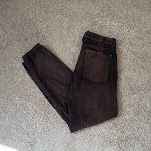 7 For All Mankind Faux Brown Leather Look Skinny Jeans Coated Sz 27 (28x28)